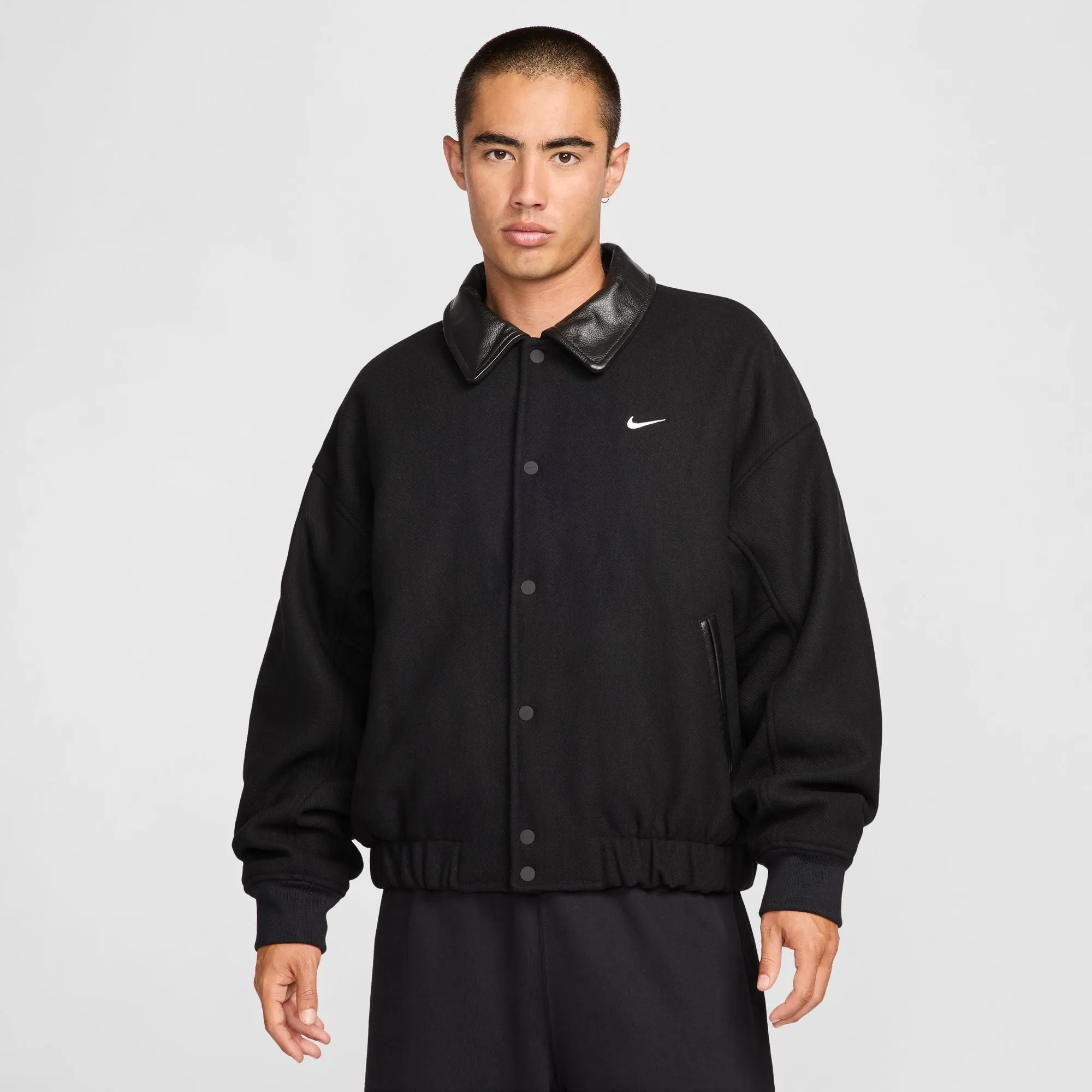WOOL VARSITY JACKET BLACK