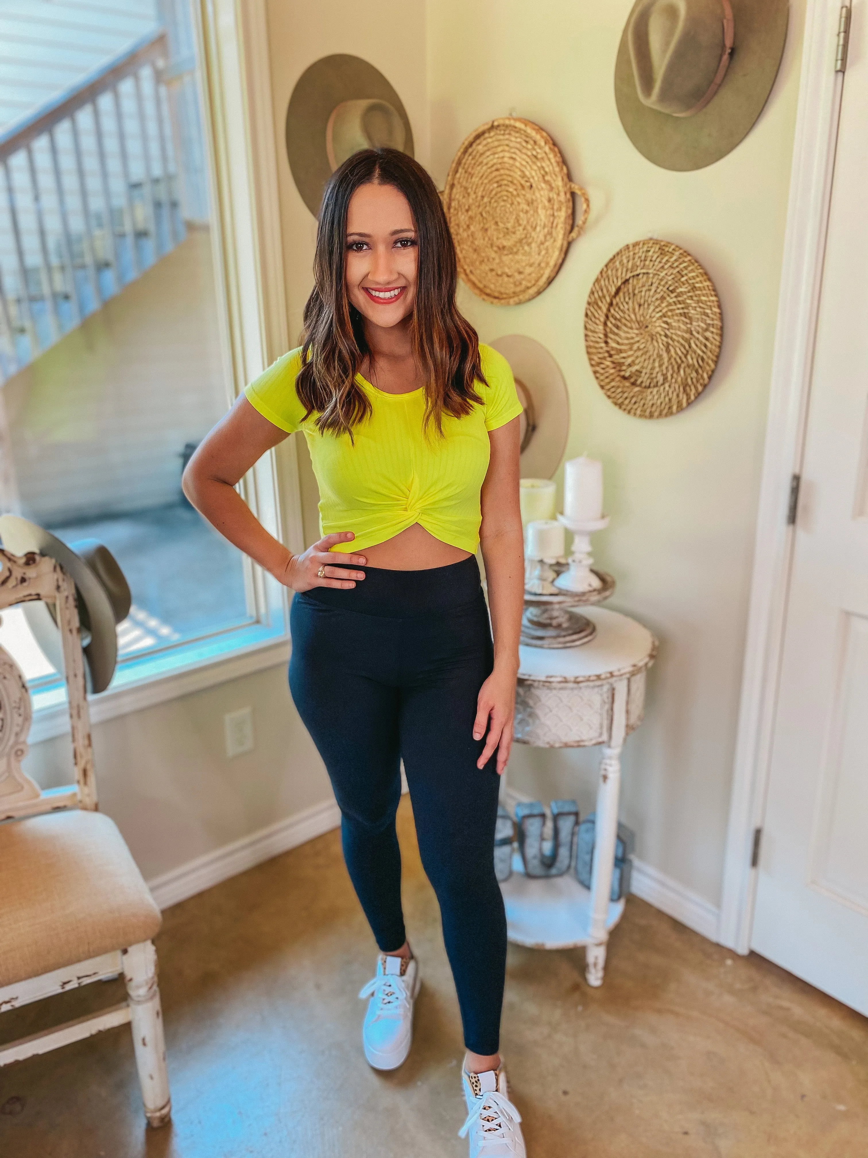 You're So Cool Short Sleeve Front Knot Crop Top in Yellow